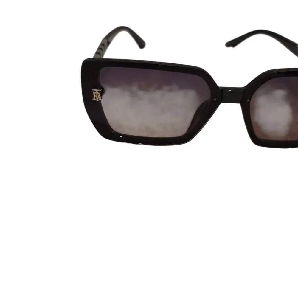 Fashion Checkered Pattern Black Frame Sunglasses